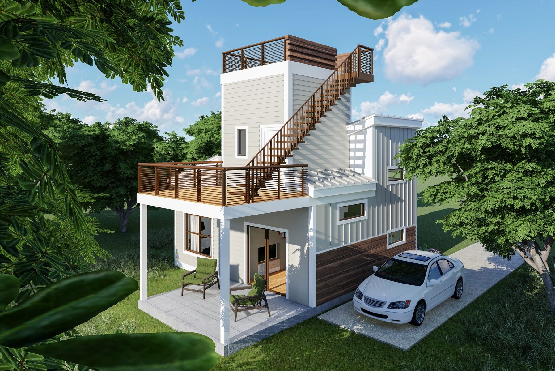Small 2 Storey House Design With Roof Deck