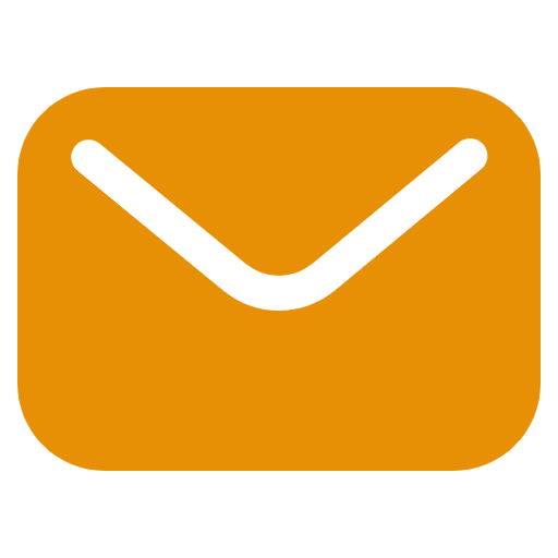An orange mail icon on a black background.